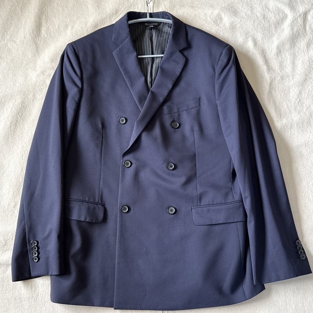 Banana Republic Double Breasted 40S Navy Blue Marzotto Wool Slim Blazer